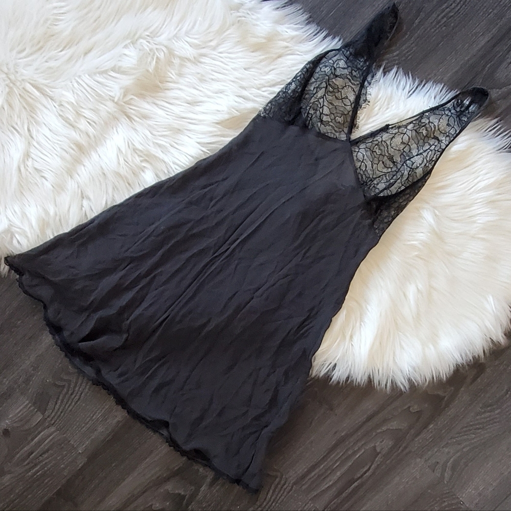 Victoria's secret black silk slip dress SZ s